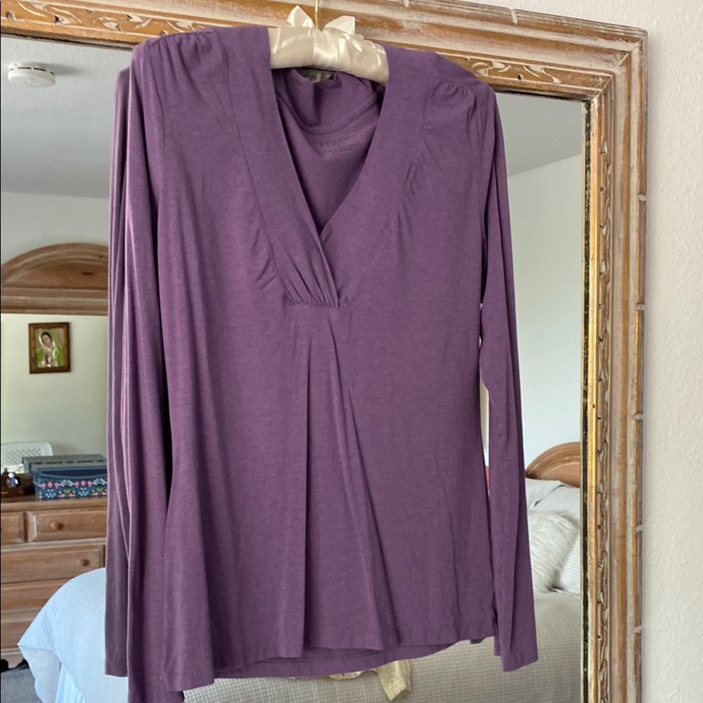 Geoffrey Beene Purple Asymmetrical Pleated Blouse